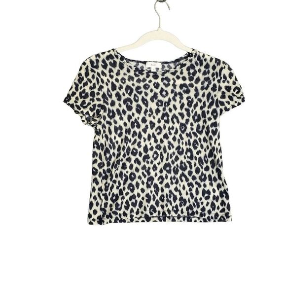 ALC Women's Animal Print Short Sleeve Cotton Crewneck Pullover T-Shirt Small - Picture 1 of 6